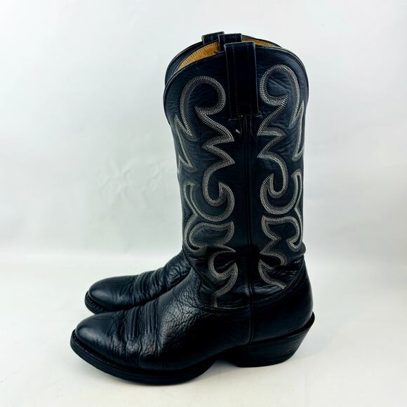 Nocona Black Oily Toro Cowboy Boot Mens 9.5 B Leather Pull On Western 1670130603 main image 10